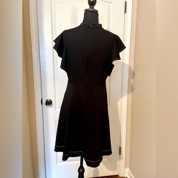 ANTHROPOLOGIE Maeve Deena Mini Dress Flutter Sleeve High Neck Black Size M - Picture 5 of 12